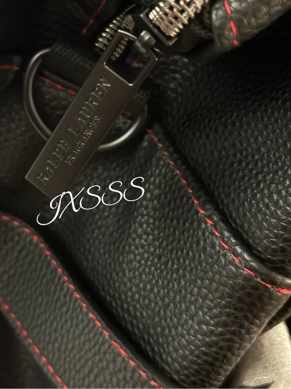 Black-Red Polo Ralph Lauren (Pebbled-Leather) Weekender-Tote Bag